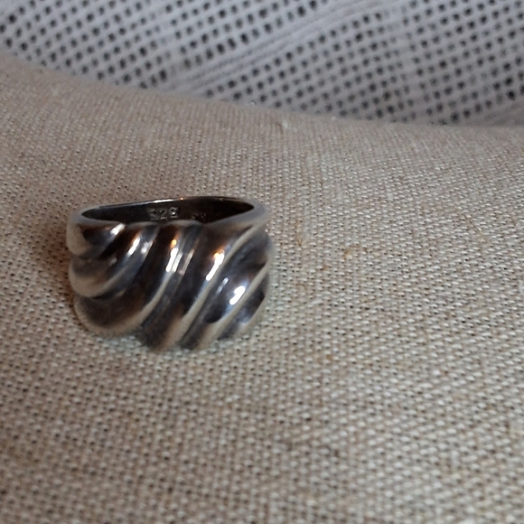 Vintage sterling striped cubital ring 55 - Picture 3 of 8